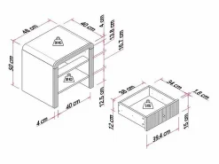 Vente-unique Mesita de noche con 1 cajón y 1 hueco MDF y dorado - MIRENALO Beige Sale