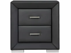 Vente-unique Mesita de noche con 2 cajones en polipiel negra - CAPITOLE Negro Clearance