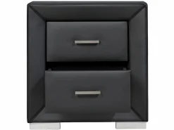 Vente-unique Mesita de noche con 2 cajones en polipiel negra - CAPITOLE Negro Clearance