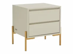 Vente-unique Mesita de noche con 2 cajones de MDF y metal y dorado - KORASA de Pascal Morabito Beige