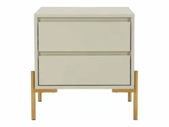 Vente-unique Mesita de noche con 2 cajones de MDF y metal y dorado - KORASA de Pascal Morabito Beige