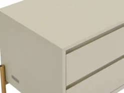 Vente-unique Mesita de noche con 2 cajones de MDF y metal y dorado - KORASA de Pascal Morabito Beige