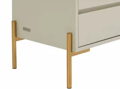 Vente-unique Mesita de noche con 2 cajones de MDF y metal y dorado - KORASA de Pascal Morabito Beige