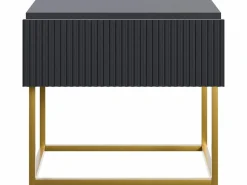 Mesita de noche con cajón - 50cm - negra con patas de metal dorado - VELDIO^SELSEY Online