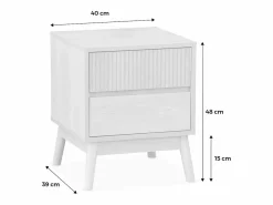 Sweeek Mesita de noche con efecto madera, 2 cajones madera clara Marru00f3n Outlet
