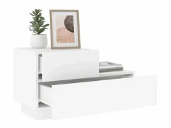 Mesita de noche con luces LED blanca 70x36x40,5 cm ES27865^ Best