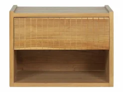 Vente-unique Mesita De Noche|Mesita de noche Conjunto de 2 suspendidas con almacenamiento madera de teca color natural - REVUKA