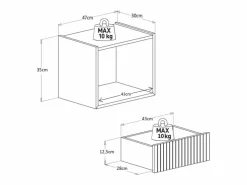 Vente-unique Mesita De Noche|Mesita de noche Conjunto de 2 suspendidas con almacenamiento madera de teca color natural - REVUKA
