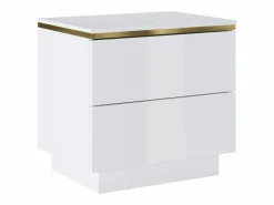 Mesita de noche Conjunto de 2 con 2 cajones brillante y dorado - VUKIA^Vente-unique Outlet