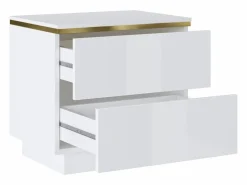 Mesita de noche Conjunto de 2 con 2 cajones brillante y dorado - VUKIA^Vente-unique Outlet