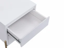 Vente-unique Mesita de noche conjunto de 2 con 2 cajones en MDF y metal lacado y dorado - KORASA Blanco Sale