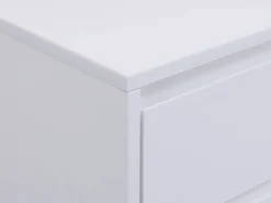 Vente-unique Mesita de noche conjunto de 2 con 2 cajones en MDF y metal lacado y dorado - KORASA Blanco Sale