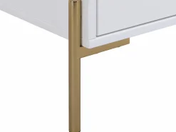 Vente-unique Mesita de noche conjunto de 2 con 2 cajones en MDF y metal lacado y dorado - KORASA Blanco Sale