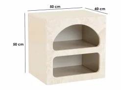 Vente-unique Mesita De Noche|Mesita de noche conjunto de 2 con almacenamiento efecto mármol - LUELA