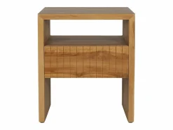 Vente-unique Mesita de noche Conjunto de 2 con 1 cajón y 1 hueco en madera de teca color natural - REVUKA Color natural claro Hot