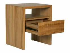 Vente-unique Mesita de noche Conjunto de 2 con 1 cajón y 1 hueco en madera de teca color natural - REVUKA Color natural claro Hot