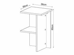 Calicosy Mesita De Noche|Mesita de noche cuadrada con estante H60 cm - LERAY