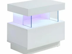 Vente-unique Mesita de noche de 2 piezas con cajón y hueco con LED, MDF lacado - FABIO II Blanco Discount