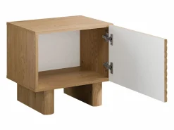 Vente-unique Mesita de noche de 1 puerta en MDF color natural - LUDIMA Color natural claro Sale
