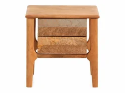 Mesita de noche de madera maciza de mango marrón claro^ Outlet