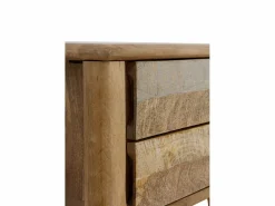 Mesita de noche de madera maciza de mango marrón claro^ Outlet
