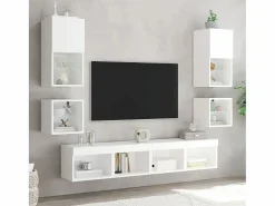 Clicnbuy Mesita de noche de pared con luces LED Blanco Best