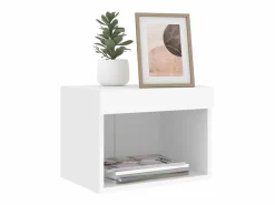 Clicnbuy Mesita de noche de pared con luces LED Blanco Best
