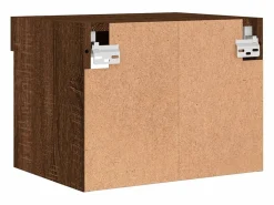 Mesita de noche de pared con luces LED roble marrón^Clicnbuy Clearance