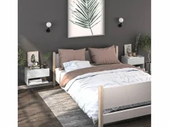 Clicnbuy Mesita De Noche|Mesita de noche de pared blanca