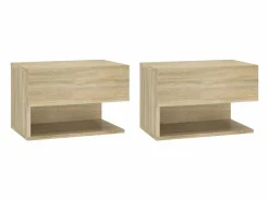 vidaxl Mesita de noche de pared 2 unidades color roble Sonoma Color natural claro New