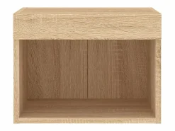 Mesita de noche de pared con luces LED roble Sonoma^Clicnbuy Hot