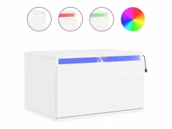 Clicnbuy Mesita de noche de pared con luces LED Blanco Online