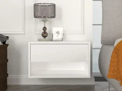Vente-unique Mesita De Noche|Mesita de noche de pared RITAMI con 1 cajón y 1 estante, color