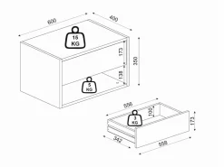 Vente-unique Mesita De Noche|Mesita de noche de pared RITAMI con 1 cajón y 1 estante, color
