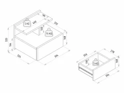 Vente-unique Mesita de noche flotante con 1 cajón y 1 estante color natural - AZELNO Color natural claro