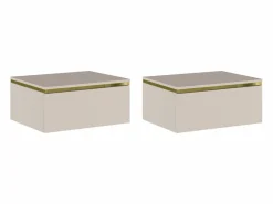 Mesita de noche flotante conjunto de 2 con 1 cajón y dorado - VUKIA de Pascal Morabito^Vente-unique Online