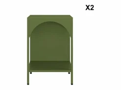 Mesita de noche industrial de metal, set de 2 verde kaki^Sweeek Clearance