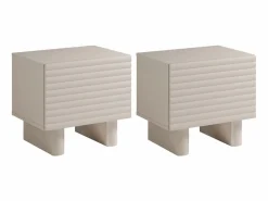 Vente-unique Mesita de noche, juego de 2 con 1 puerta en MDF - LUDIMA Beige Discount