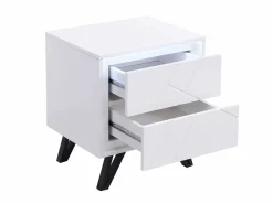 Mesita de noche lote de 2 con 2 cajones y LEDs en MDF lacado - SALIANO^Vente-unique Discount