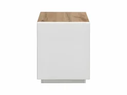 Mesita de noche lote de 2 con cajón y compartimento de MDF lacado blanco y natural - AMANI^Vente-unique Discount