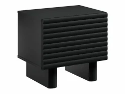 Vente-unique Mesita de noche LUDIMA de 1 puerta en MDF Negro Outlet