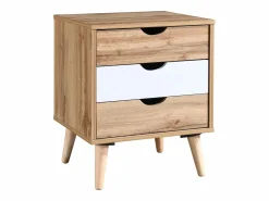 Vente-unique Muebles Niño|Mesita De Noche|Mesita de noche LURVIA con 3 cajones en color natural y blanco.
