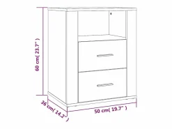 Clicnbuy Mesita de noche madera contrachapada 50x36x60 cm Blanco Clearance