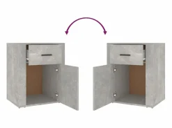 Mesita de noche madera contrachapada hormigón 50x36x60 cm^Clicnbuy Discount