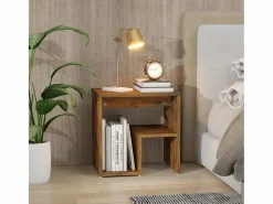 Clicnbuy Mesita de noche madera contrachapada roble ahumado 40x30x40 cm Marru00f3n Best