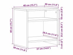 Clicnbuy Mesita De Noche|Mesita de noche madera de ingeniería roble artisian 40x30x40 cm