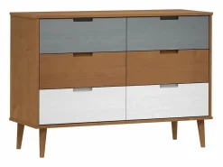 Mesita de noche MOLDE madera maciza de pino marrón 113x40x80 cm^vidaxl Clearance
