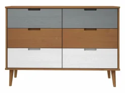 Mesita de noche MOLDE madera maciza de pino marrón 113x40x80 cm^vidaxl Clearance