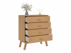 vidaxl Cómoda|Mesita de noche OLDEN madera maciza de pino marrón