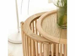 Mesita de noche redonda de madera de pino Vénus de^Made In Meubles Outlet